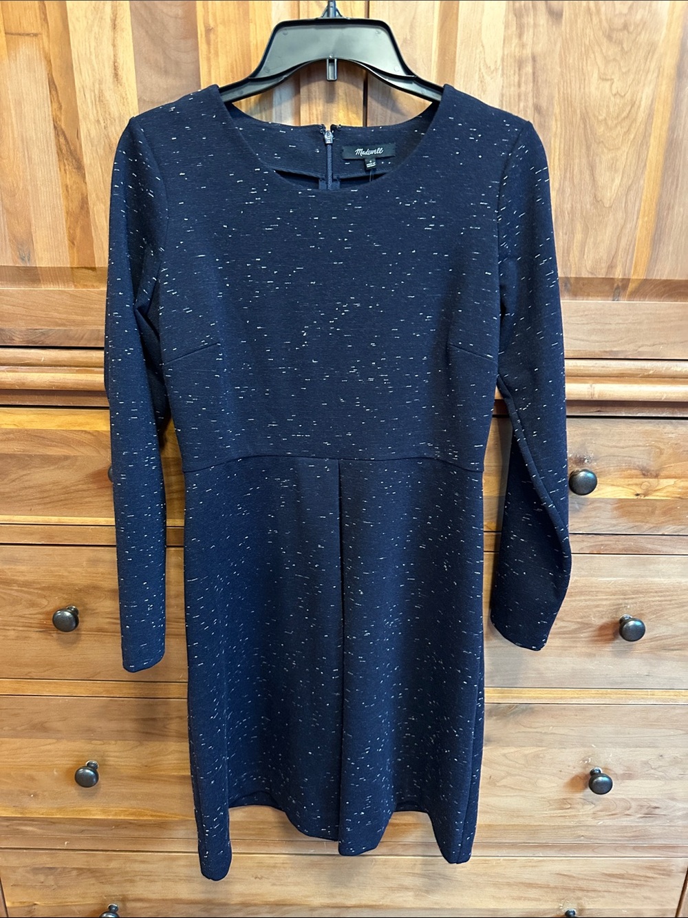 Madewell Navy Speckled Long Sleeve Ponte Dress